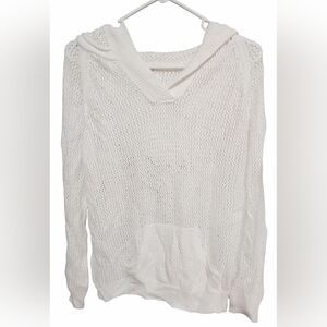 Shirt.469 White Knit Hoodie For Women Size L